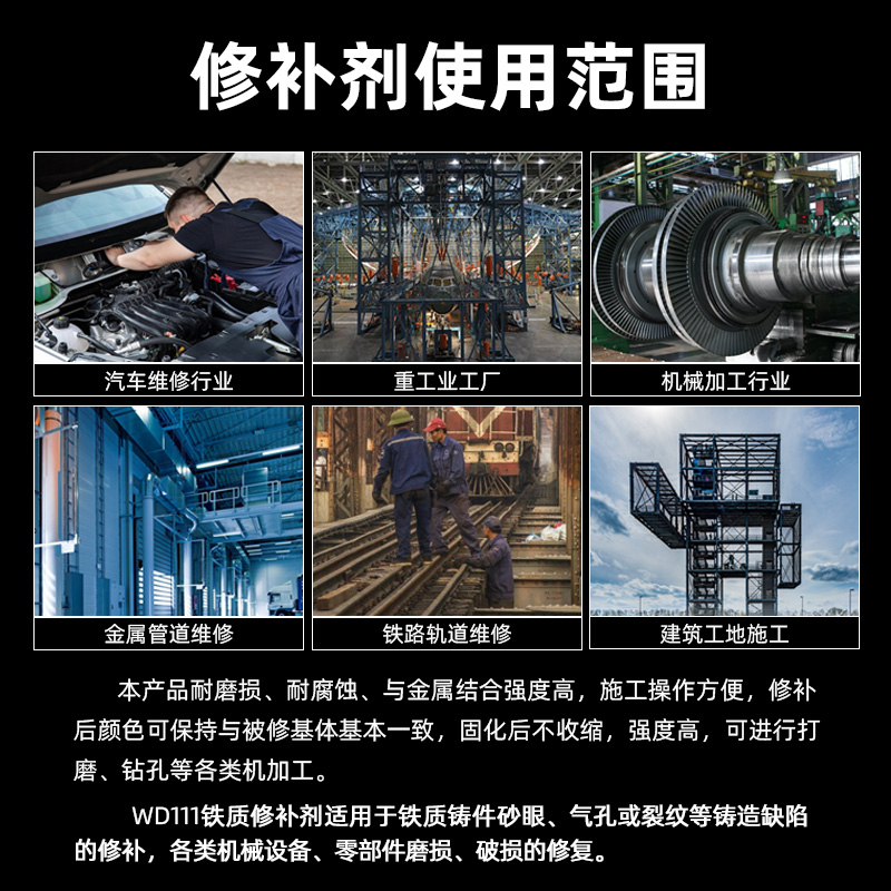 康達萬達WD111鐵質工業修補劑 耐高溫強力金屬修復的可靠之選